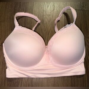 Victoria's Secret Smooth & Lace Lightly Lined Demi Bra Purest Pink Size 34DD